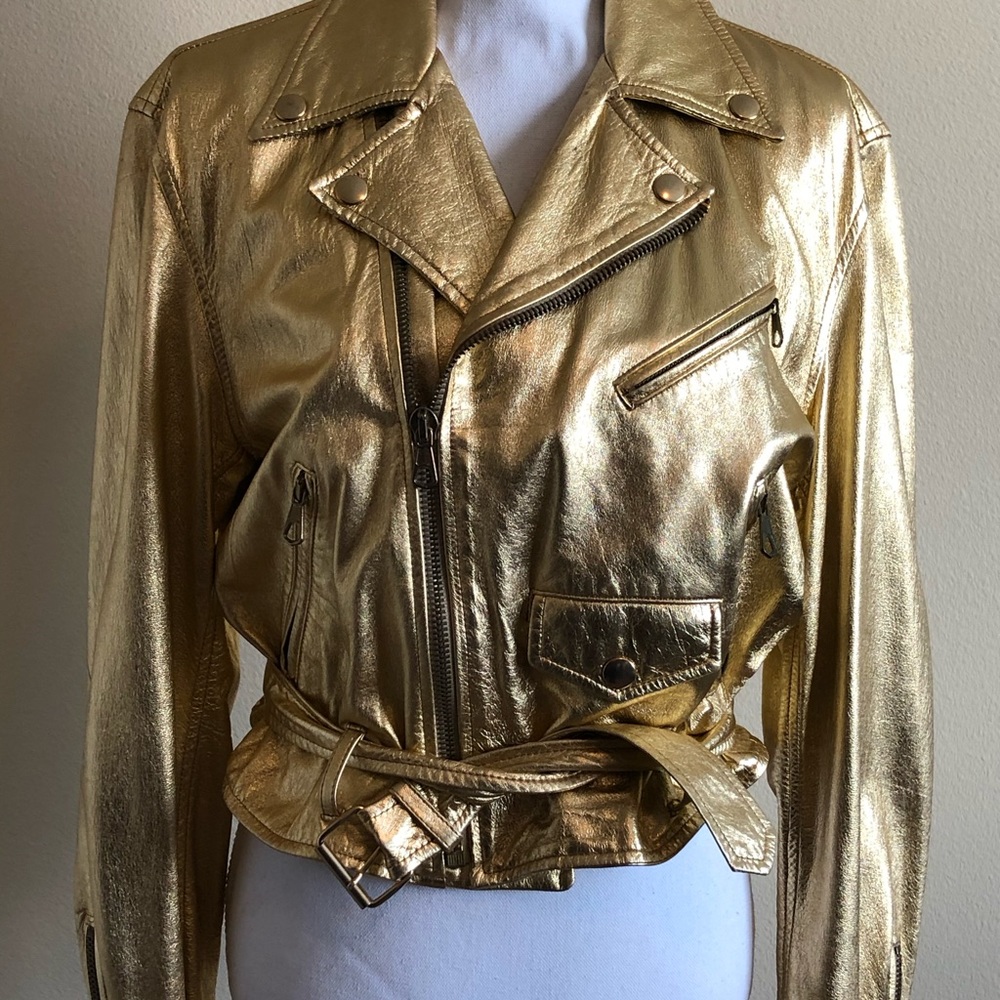 Vintage KORS Gold Leather Moto Jacket